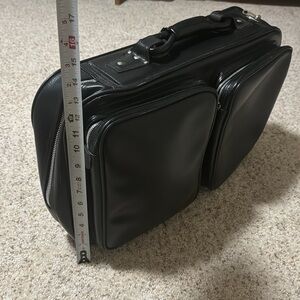 ✅ VINTAGE Retro Leatherette Bag Suitcase Luggage Travel Case 🧳 Zip Up Black 💼